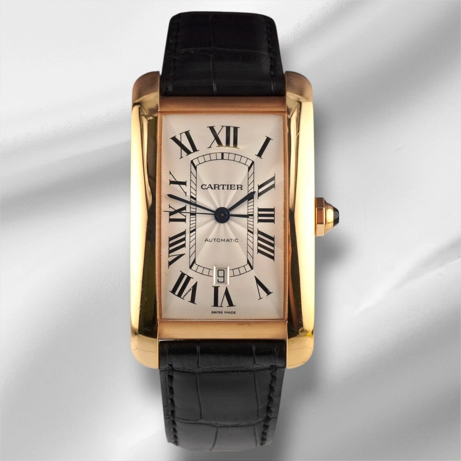 Cartier — Cartier 31mm Tank Americaine XL Rose Gold Silver Dial Automatic Men's Watch 2927