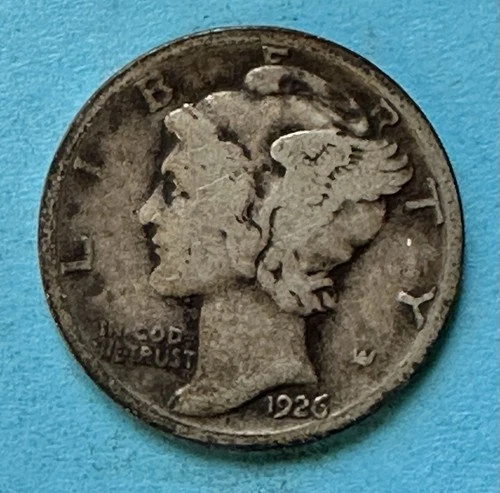 1926 Mercury Dime. 90% Silver. Good Condition. Charity Auction/Animal Rescue.