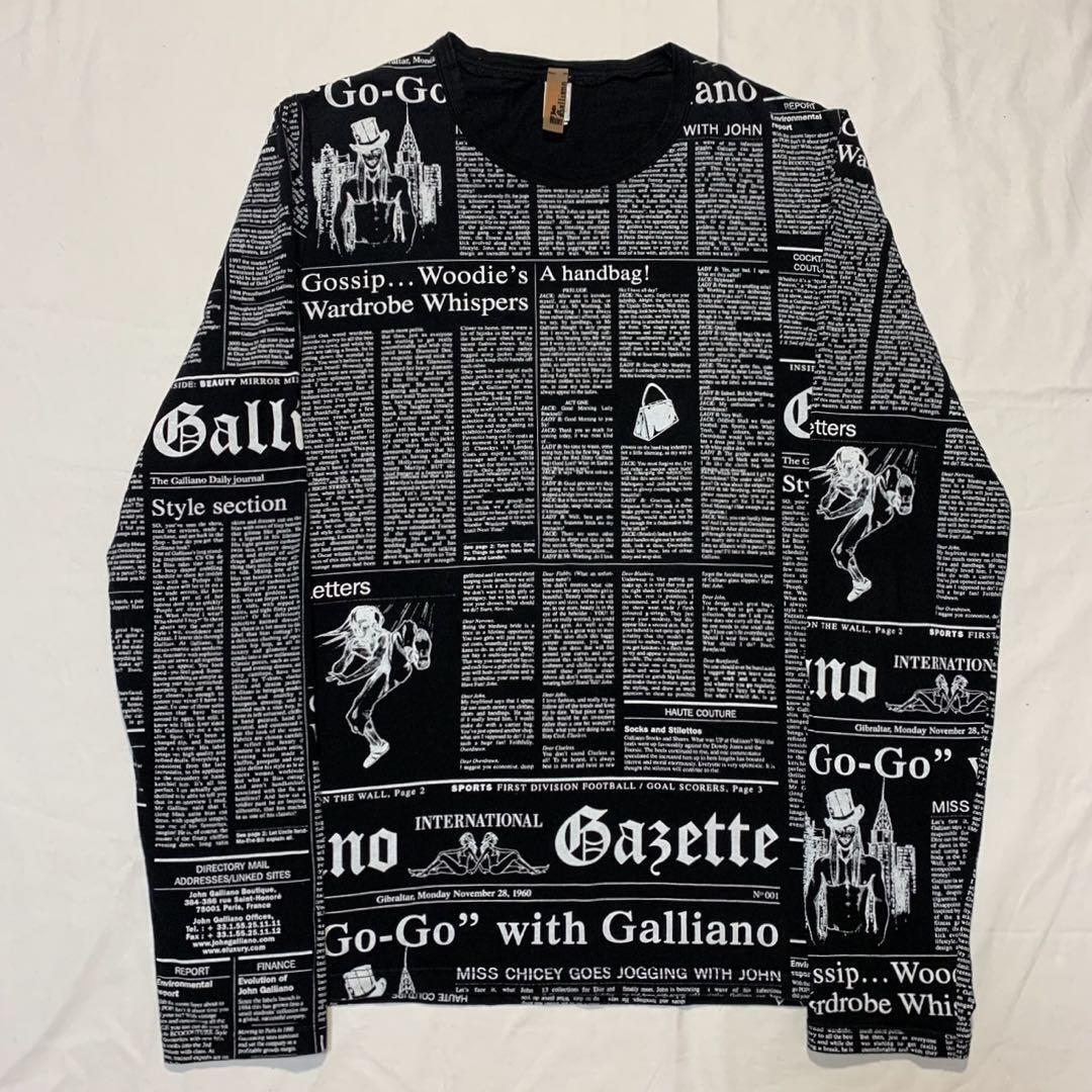 John Galliano news paper design tee T-shirt long sleeve John Galliano news paper design tee T-shirt long sleeve