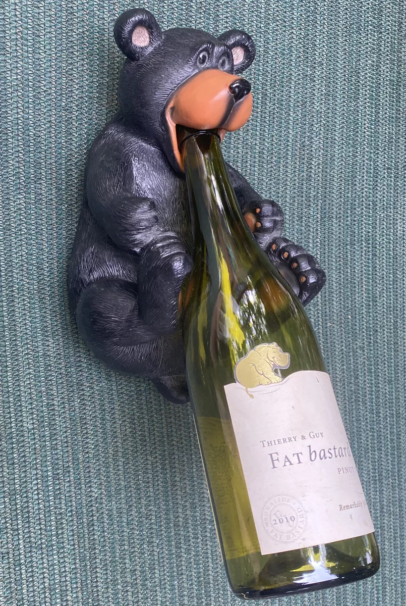Black Bear Decorative Wine Bottle Holder Whimsical Figure