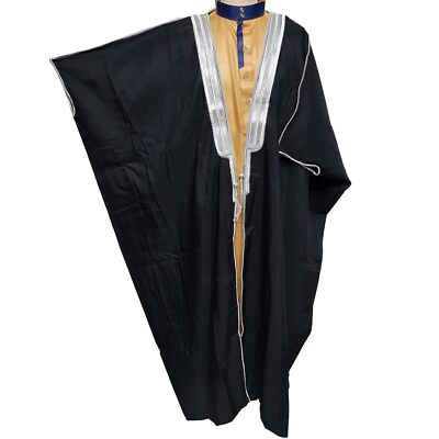 Herren Premium 3 Viertel Ärmel Arabisch Bisht Schwarz Silber Umhang Arabisch Kleid Th...