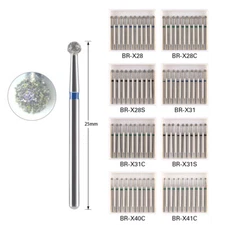 10 Pcs Dental Diamond Burs FG Surgical Long 25mm Round Ball 801L Standard Grit