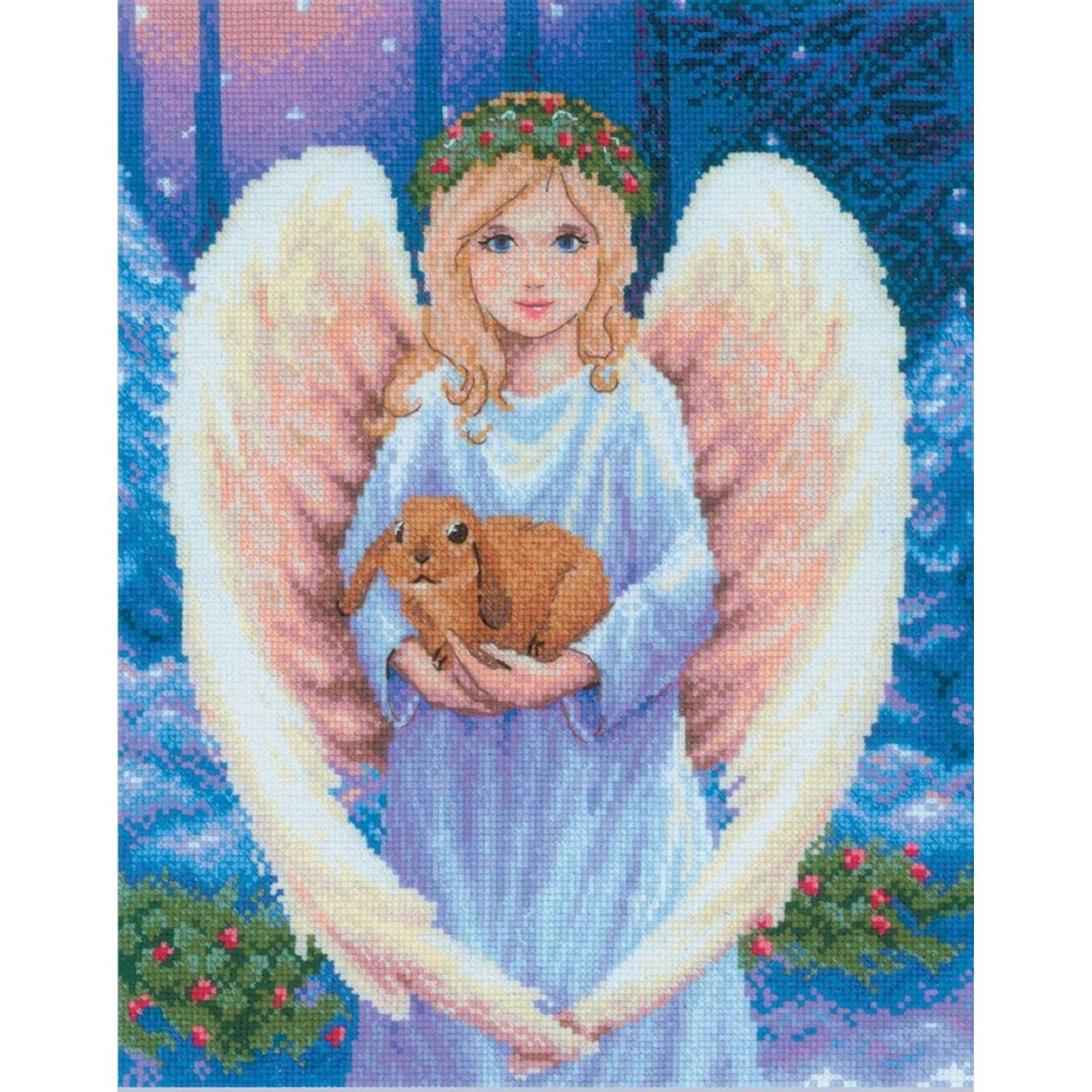Kit point de croix compté Riolis 2149 Mon doux ange pour broderie 24x30 cm