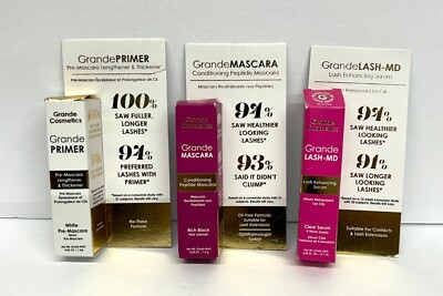 Lot of 3 Grande Primer, Mascara, Lash-MD - 0.04 fl oz, 0.05 fl oz, 0.02 fl oz