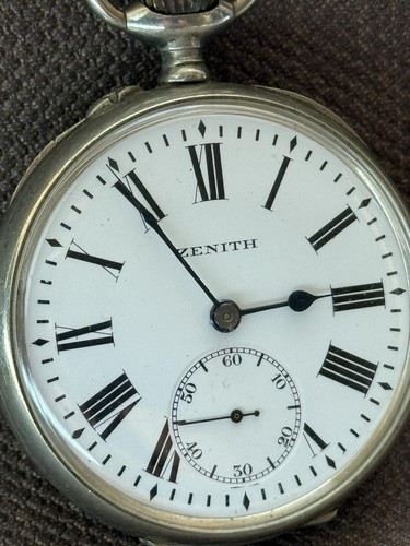 Antique Zenith Pocket Watch Mechanical Swiss Grand Prix Rare Old Open Face 20th - Picture 13 of 16