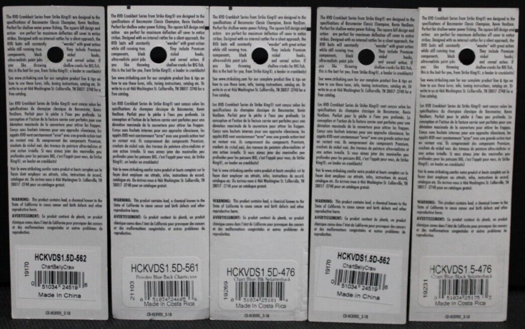 (Lot of 5)  Strike King KVD 1.5 Deep Diving - Image 2