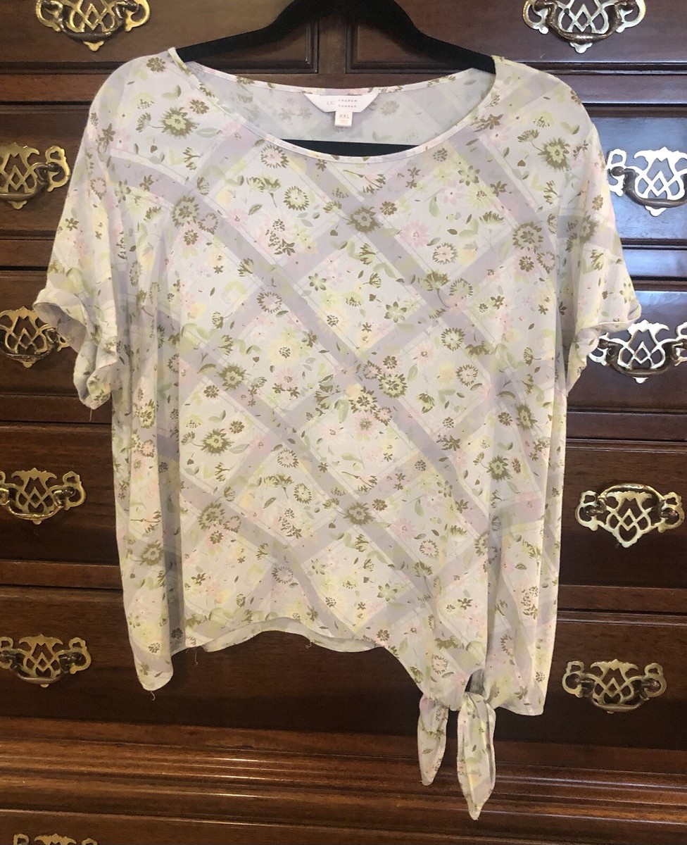 Chemisier à Fleurs Rouge LC Lauren Conrad - Taille 3X (Plus Size) - Manches Longues - Neuf Avec Étiquette