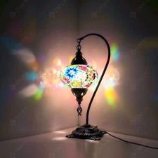 Turkish Moroccan Mosaic Table Bedside Tiffany Swan Desk Lamp Light Large Globe