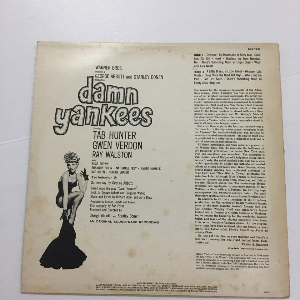 Damn Yankees Original Movie Soundtrack 12 Track Vinyl Record LP LOC-1047 - Image 3 of 4