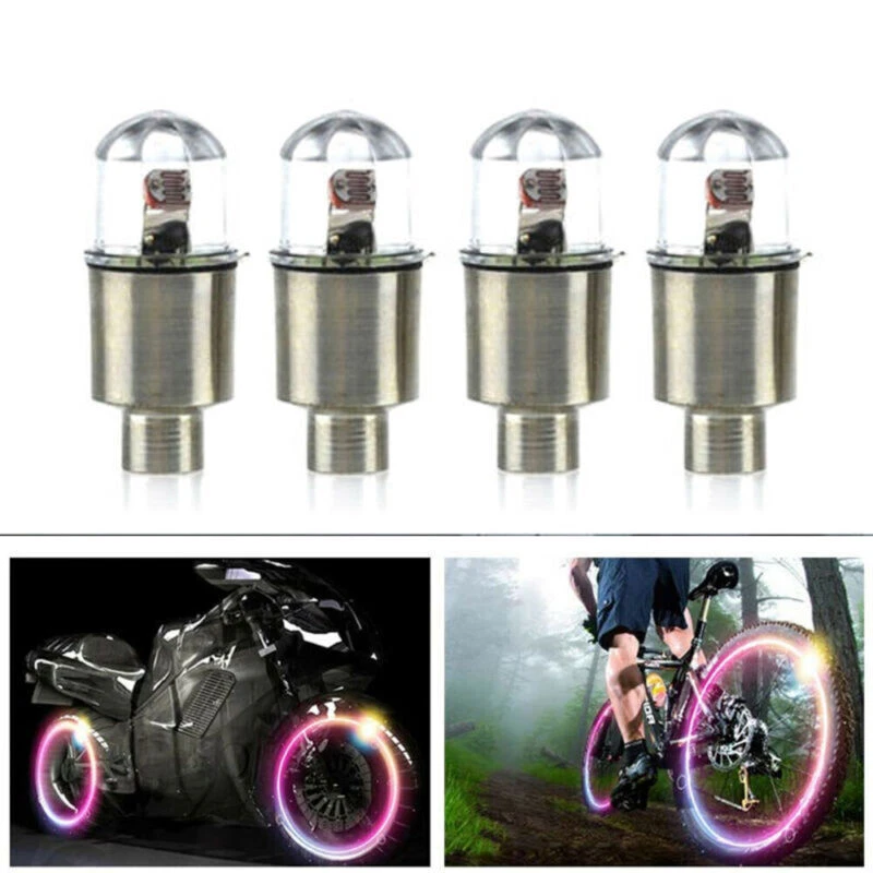 4 PIEZAS Tapas de luz LED para vástago de válvula de aire de neumático de rueda de automóvil Accesorios para automóviles Foto 4 de 4