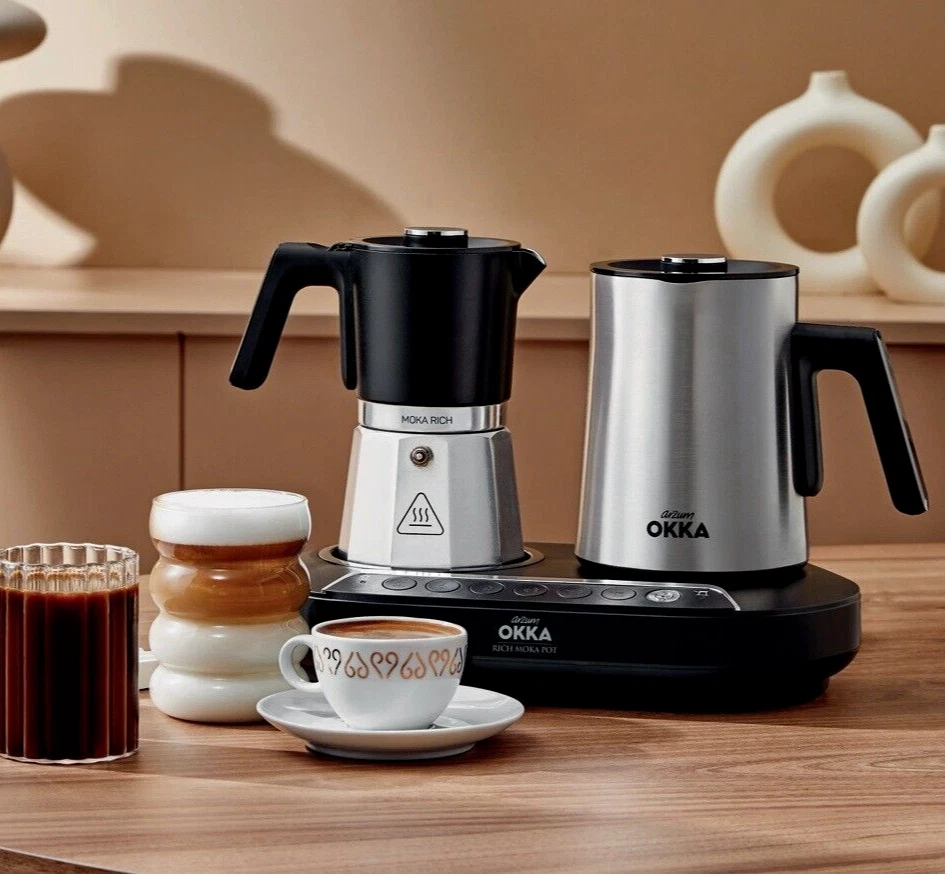 Arzum Okka Rich Moka Pot Turkish Coffee and Moka Maker, Velvetiser, Milk Frother