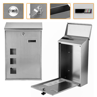 S/S STAHL WANDMONTAGE ABSCHLIESSBAR POST BRIEF BRIEFKASTEN ZEITUNGSHALTER