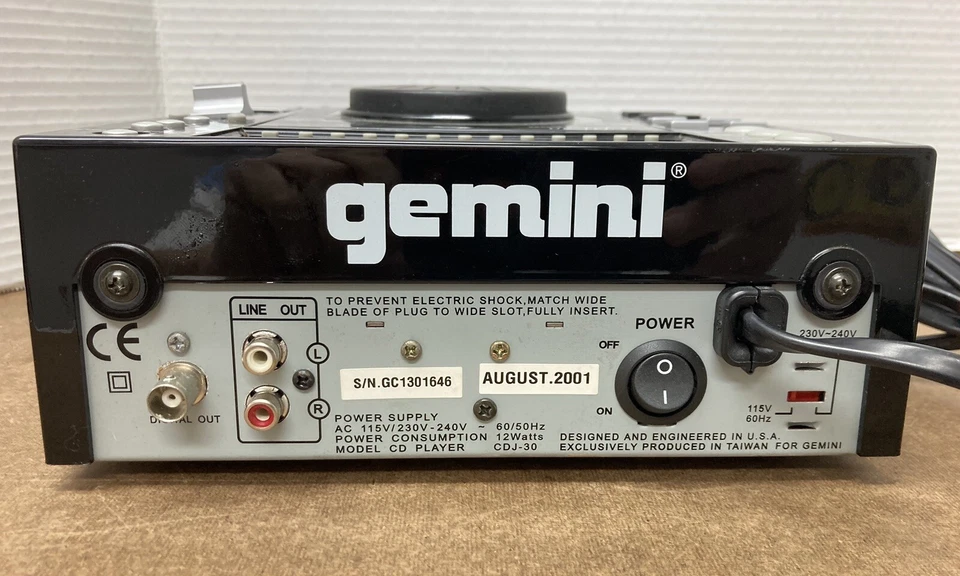 GEMINI CDJ-30 Professional MP3/CD Players. Not Working Parts Only - Image 3 of 4