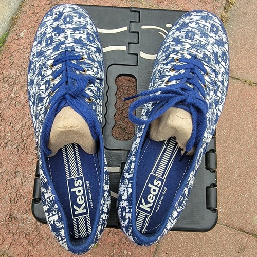 Keds Sneakers Women's sz 10 Canvas Shoes Floral Print Lace-Up Blue White - Picture 6 of 10