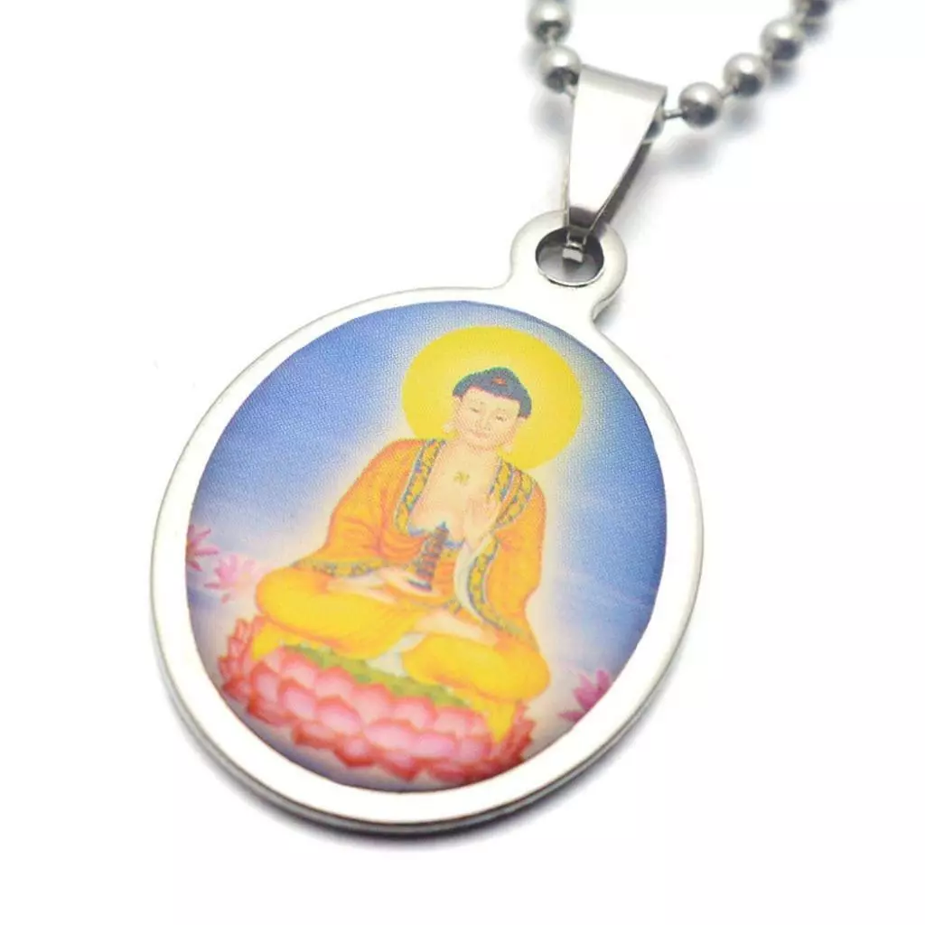 BUDDHA NECKLACE Stainless Steel Color Pendant 23
