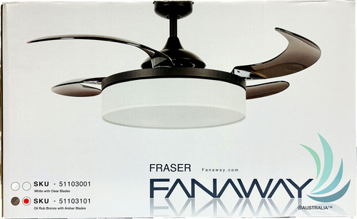 Fanaway Fraser Ceiling Fan LED Light Amber Retractable Blade Oil Rubbed Bronze - Picture 2 of 13