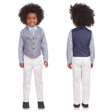 Nautica Boy 4 PC Basketweave Vest Set Formal Dressy Wedding Church SIZE 4 5 6 7