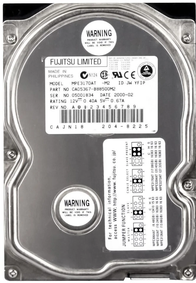 Hard Drive Fujitsu MPE3170AT 17GB 5400U/Min Pata Ata Ide 512KB 3.5 " - Image 3 of 3