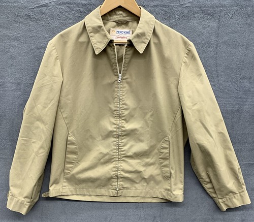 Vintage ZERO KING Swinger Jacket Men Size 40 Beige Wind Water Repellent Classic