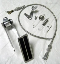 Firewall Mount Billet Throttle Gas Pedal 36" Cable & Return Spring Kit OPEN