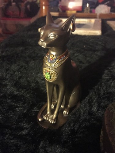 egyptian cat goddess bast bastet statue colored necklace