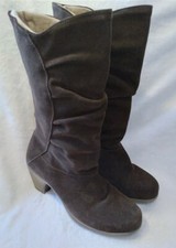 Tall Brown Slouchy Boots With Low Chunky Heel Women size 7.5