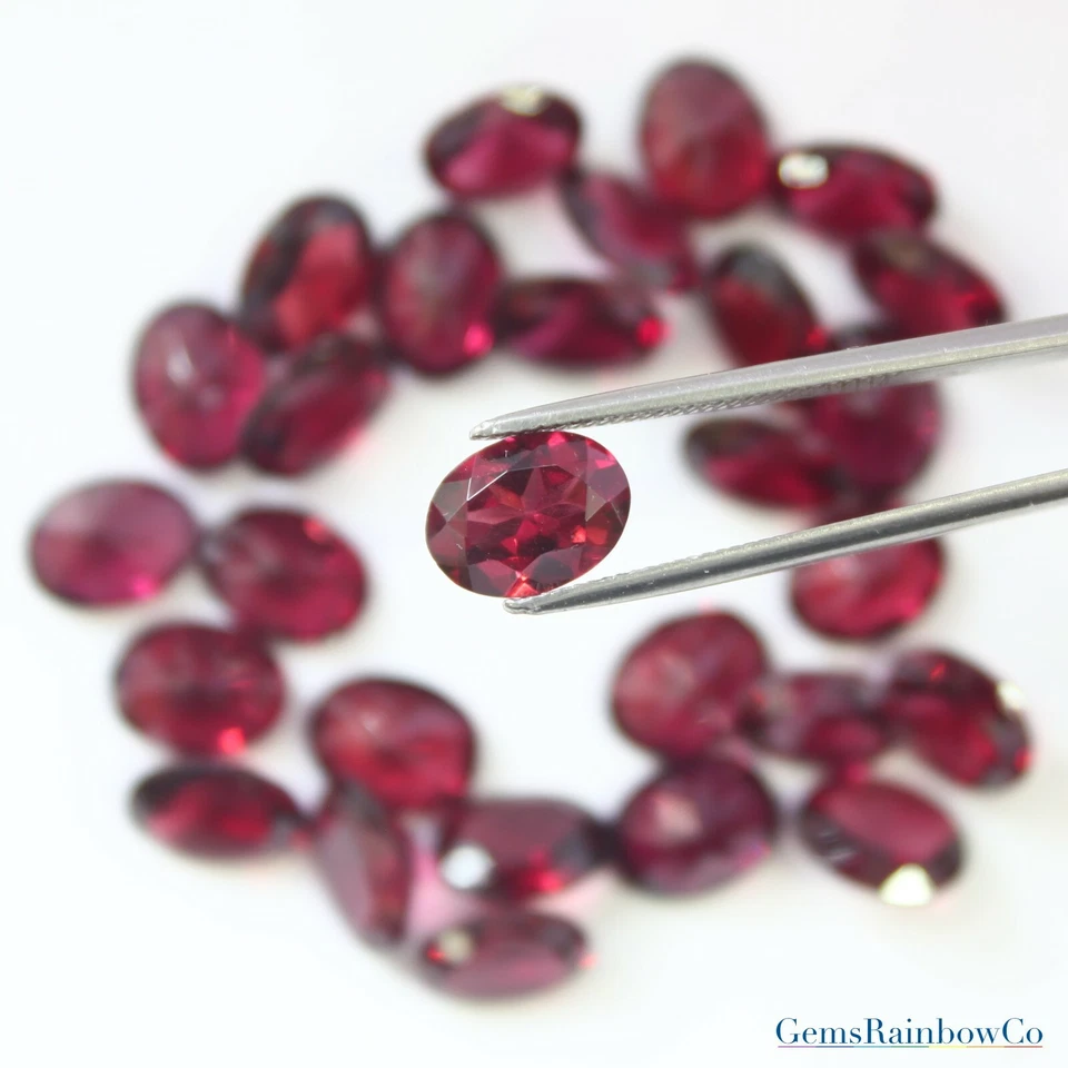 Natural Garnet Raspberry red Rhodolite Oval Faceted 7x5mm & 11x9mm AAA quality - Image 2 of 4