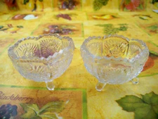 Antique Cut Glass Salt Cellars Dish Dips Vintage Set of 2