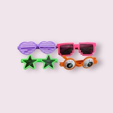 Pretend Play Lot Of 4 Wacky Silly Glasses Pink/Green/Orange/Purple