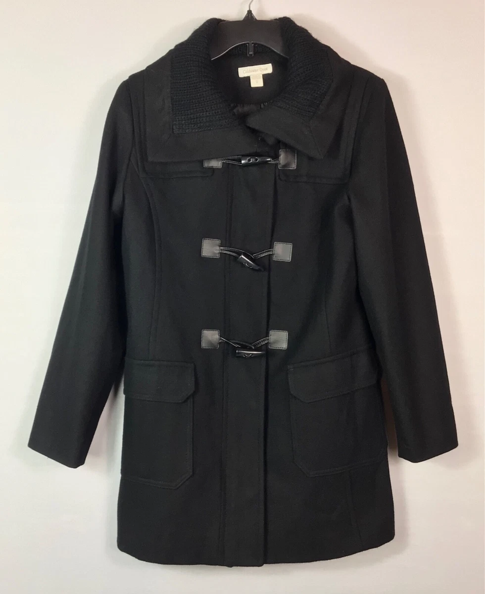 Coldwater Creek Coat Womens Small Black Wool Toggle Zip Collared