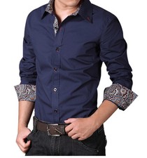 Mens Dress Shirts Long Sleeves Camisas Cotton Slim Casual Multicolor Shirts Tops