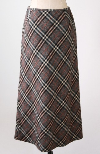 Burberry London Gray Multi Wool Tweed Check Long Skirt – Size 40 (M) - Afbeelding 1 van 7
