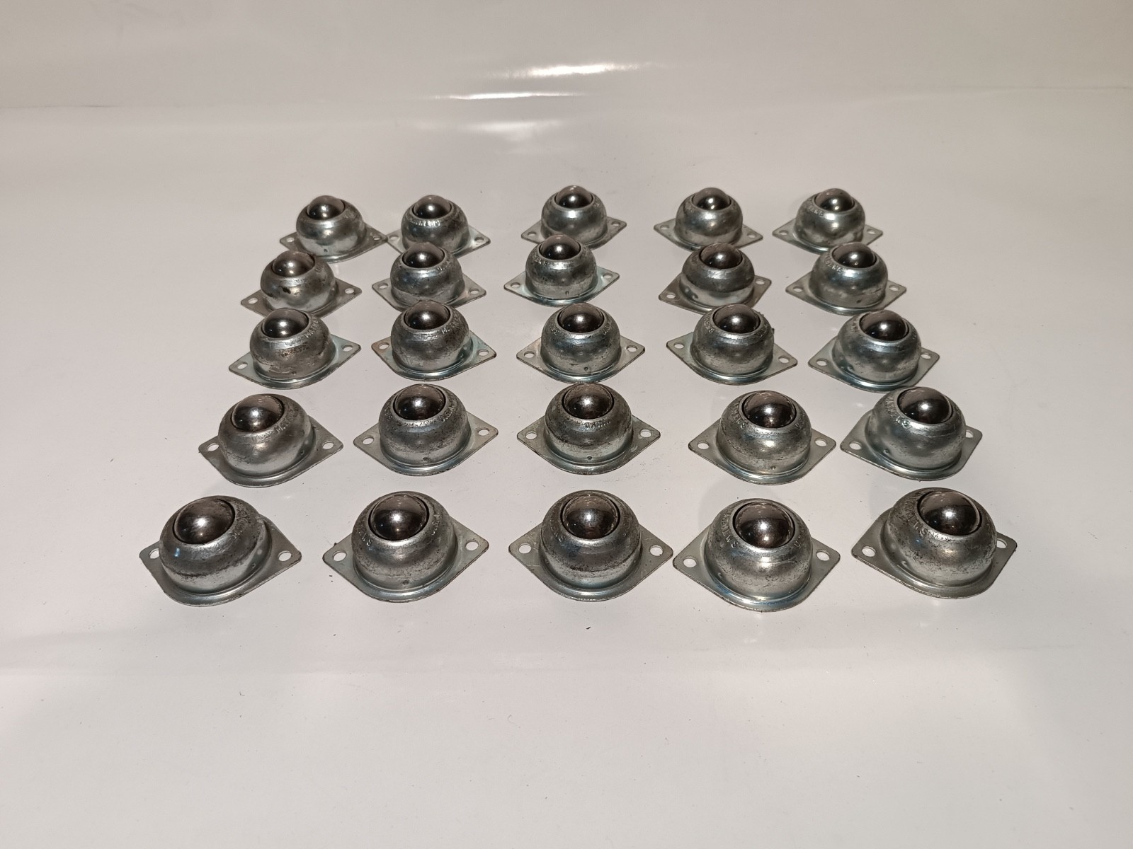 Lot of 25 Mathews Ball Transfer Bearing Conveyor Rollers 2 Hole Mount