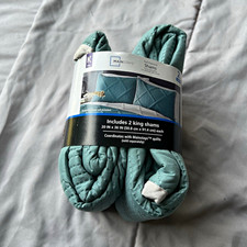 Mainstays Teal Diamond Quilted King Shams 2-Pack 20x36 Machine Wash OEKO-TEX