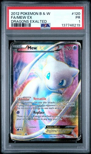 2012 POKEMON B&W DRAGONS EXALTED #120 FULL ART/MEW EX PSA 1