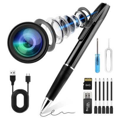 Mini Pen 1080P Full HD Video Recorder with 64GB Card, USB Charging, Surveillance