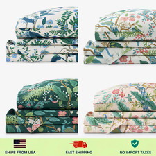 Rifle Paper Co. Peacock Classic Smooth Sateen Bed Sheet Set