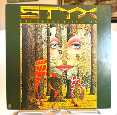 Cleaned & Tested:  Styx - The Grand Illusion - 1977 Classic Rock LP with Poster