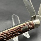 Vintage Colonial Prov. U.S.A. 3-blade Stockman Pocket Knife Faux Stag Handle. ML — photo 5
