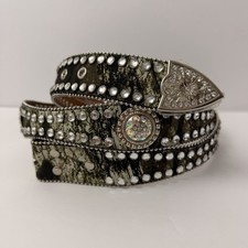 Blazin Roxx Western Belt XL Rhinestone Studded Snake Print Bling Cowgirl Y2k