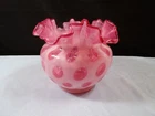 Fenton Cranberry Opalescent Glass Coin Dot Large Rose Bowl Vase INV3
