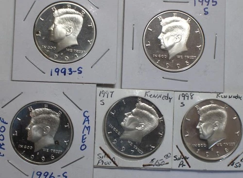 5 SILVER PROOF KENNEDY S CAMEO HALF DOLLARS - EXCELLENT CONDITION! (REF# SPK-5)