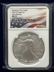 2023-W Burnished $1 American Silver Eagle NGC MS70 ER Flag Label
