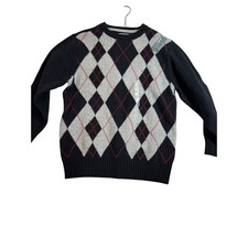 Old Navy Red And Black Argyle Sweater Boys sz M 8 NEW Preppy academia Holiday