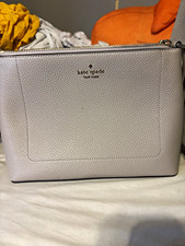 kate spade new york Gray Medium Pebbled Crossbody Zip Top, Detachable Strap