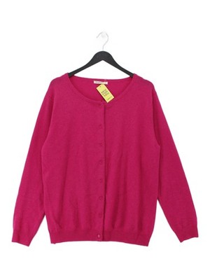 Woolovers Damen Strickjacke XL Rosa Wolle mit Kaschmir Rundhals Cardigan