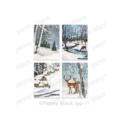 Penny Black 3.25”x4.5” Card Toppers 4pcs - Winter Dream 50-013