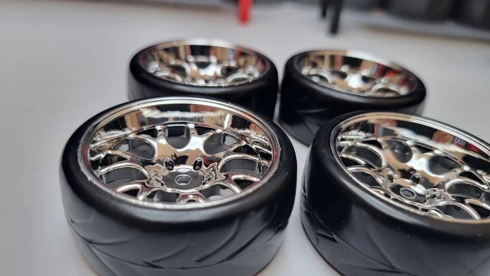 1/10 12mm Drive Hex RC Car Wheel Hard Rubber Tyres Rim Set For Drift RC Car - Image 3 of 4