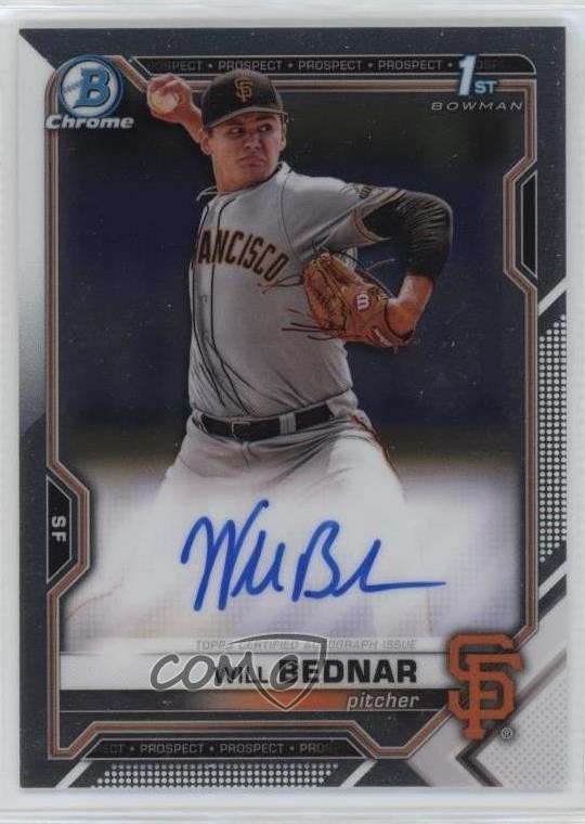 2021 Bowman Draft Chrome Draft Pick Auto Will Bednar #CDA-WB Auto 0e3u
