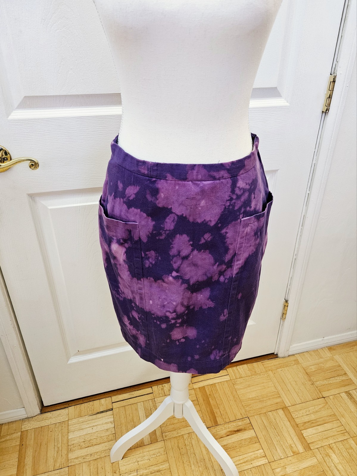 Gonna vintage SAINT LAURENT made in France viola foderata in seta cotone tinta unita S